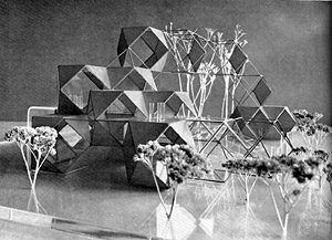 scale model of cuboctahedron housing structure by Ludwig Rase