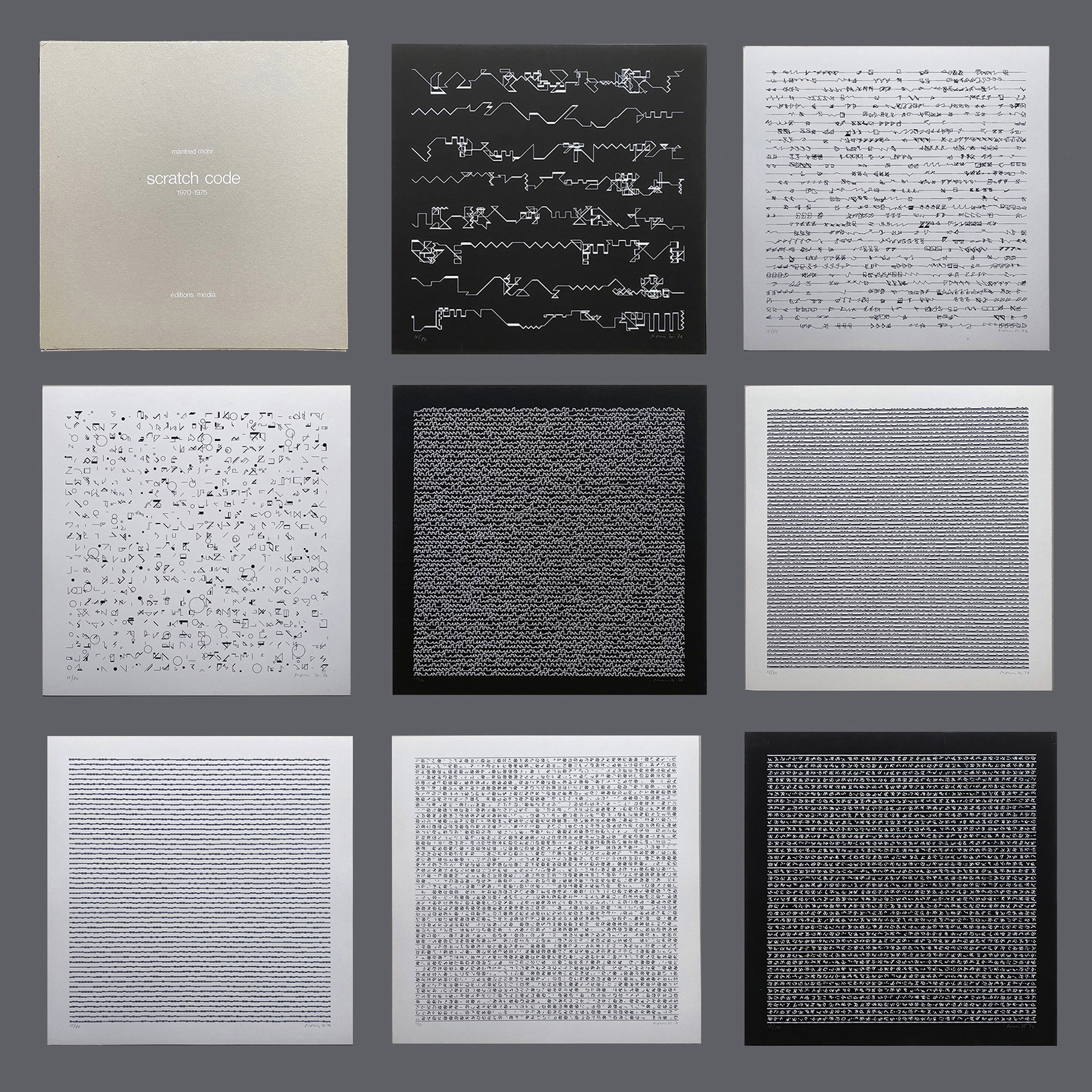 Manfred Mohr: scratch code portfolio. 1970-1975.